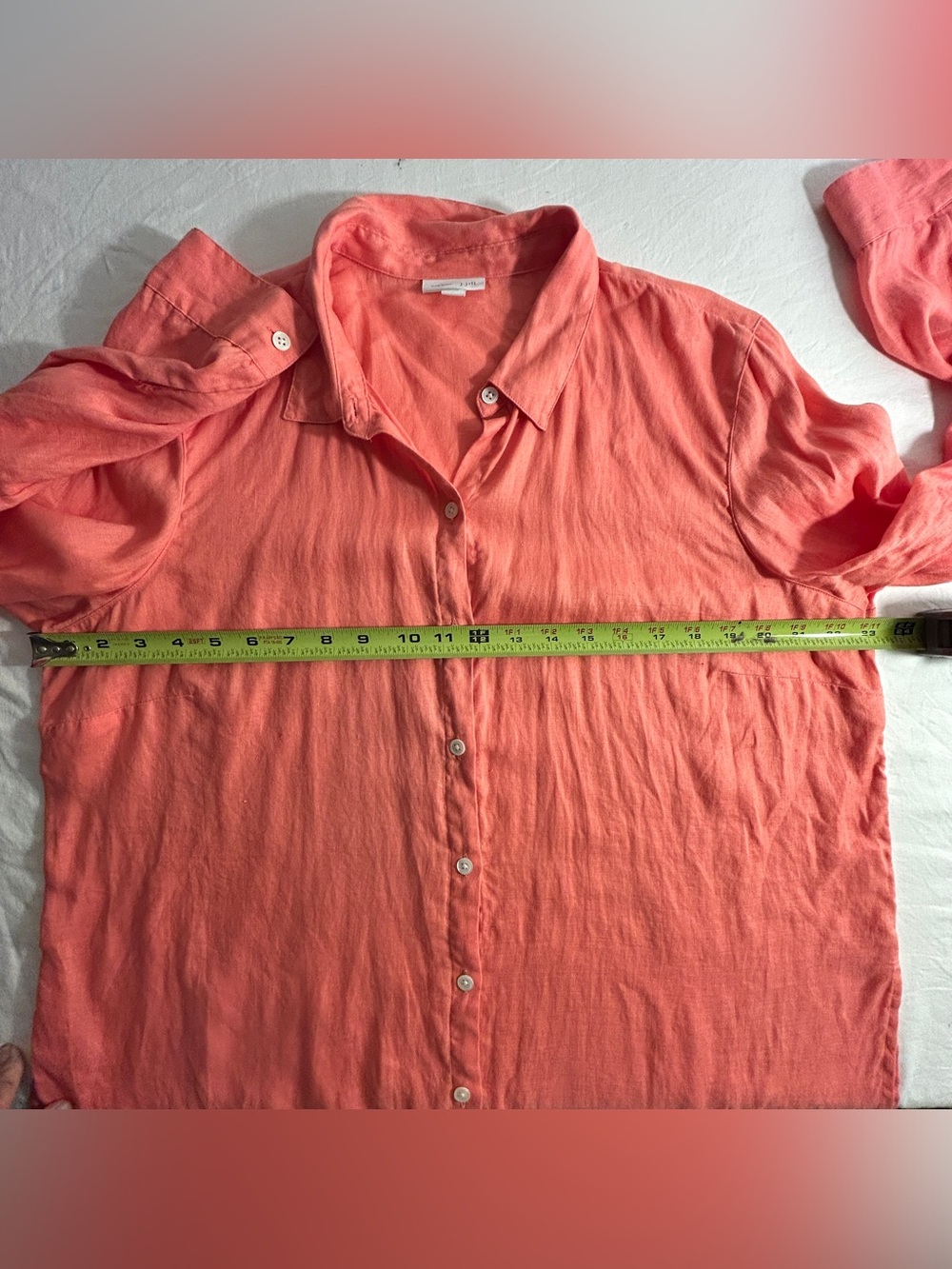 J. Jill Love Linen Coral Button Down Shirt Tunic Top L Large Petite LP classic - Picture 4 of 14